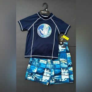 Body Glove Boys Blue 2pc UPF 50 Rash Guard Swim Set Kids Size 12